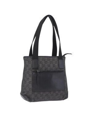 GUCCI GG Canvas Tote Bag Black Silver 28893